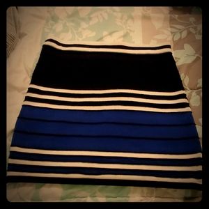 Blue, White & Black Stripe Skirt